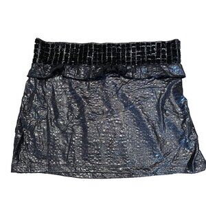 VTG Y2K BEBE  Metallic Mini Skirt Womens Small Silver Reptile Stretch Disco 90s